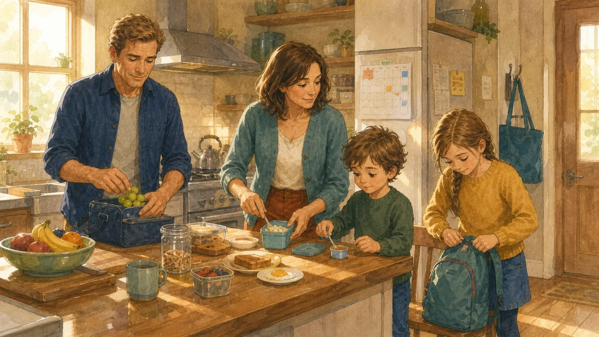 A family sharing time together at home