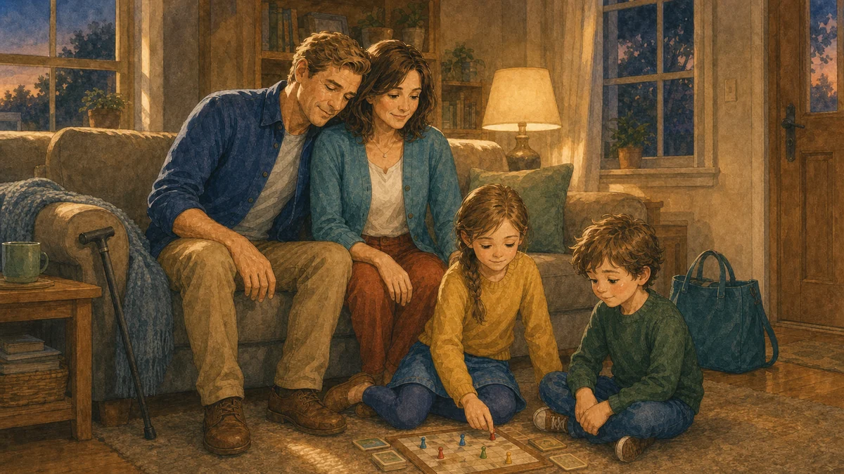 A family spending quiet time together