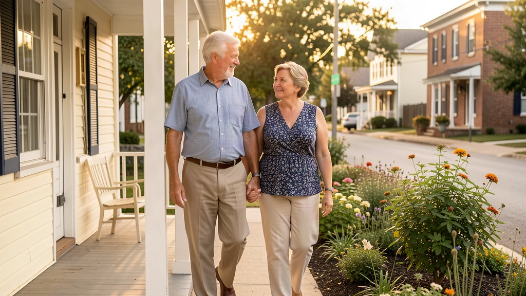 A representative older couple reviewing household papers together